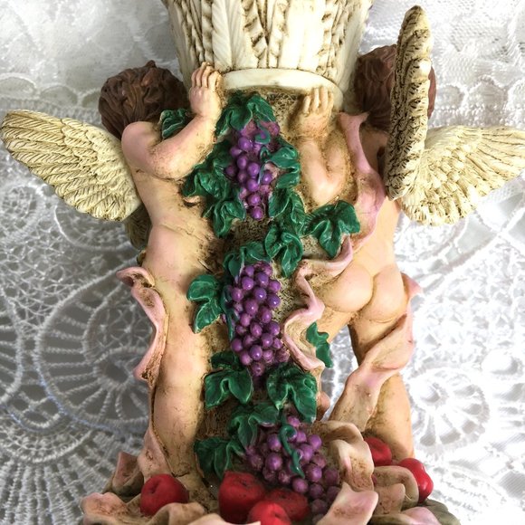 Cupids Angels Resin Romantic Candle Stick Holder Vtg - Picture 12 of 15